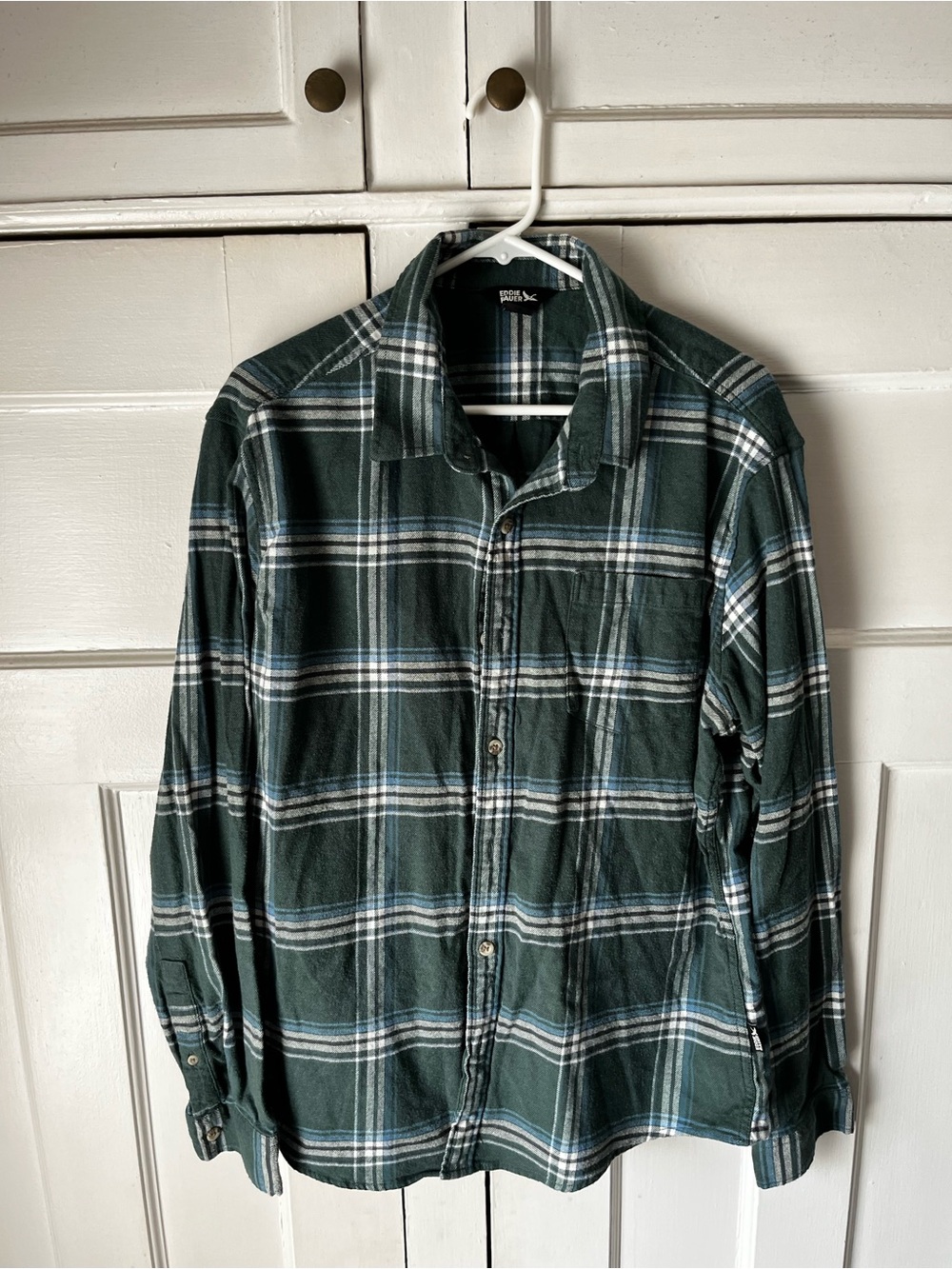 Eddie Bauer - Forest Green Plaid Flannel Shirt - Men’s Size XL